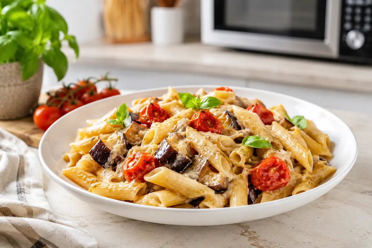 Pasta con melanzane e pomodorini